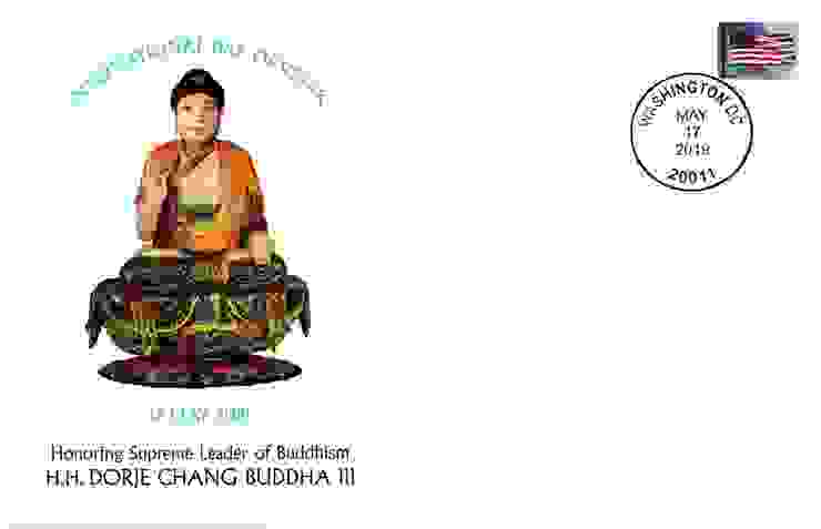 First-Day Cover of H.H. Dorje Chang Buddha III Sitting on a Lotus Platform