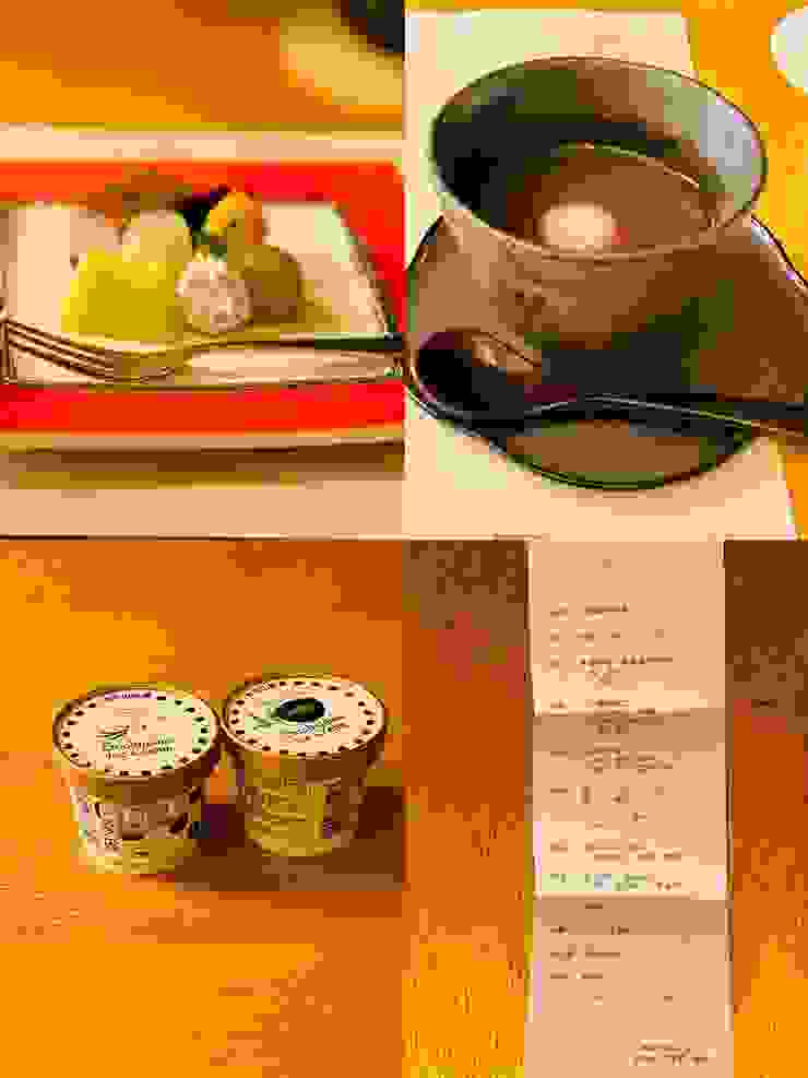 晚餐菜單，甜點及賣店的大內山冰淇淋(大內山冰淇淋是日本在地人喜歡的牌子唷)