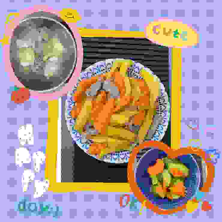 午餐：竹筍丸子湯、涼拌小黃瓜、菠蘿蜜炒肉絲