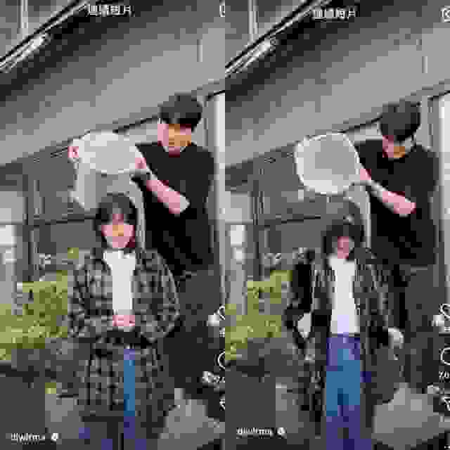 「冰桶挑戰」：韓國知名演員兼歌手的IU，在2023年7月11日也在IG上傳了她進行「冰桶挑戰」的影片，該圖是三立娛樂新聞記者宋亭誼翻攝自IU　IG後組合的照片