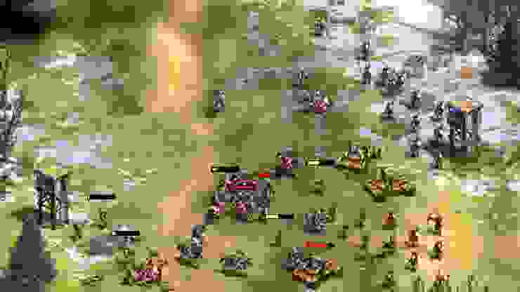 遊戲一開始會遇到英法軍隊在打仗，紅色英軍有著輾壓黃色法軍的實力。