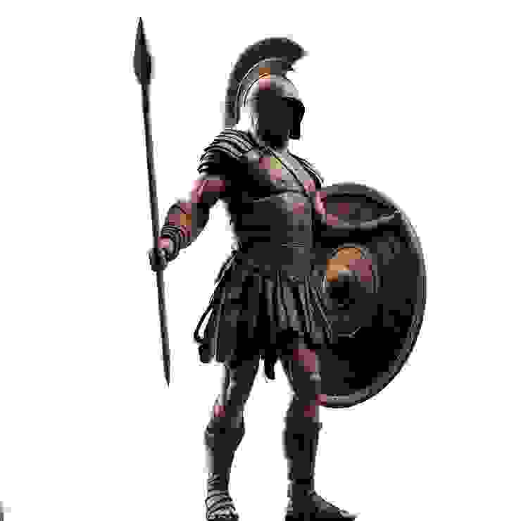 斯巴達士兵的形象圖手持長矛圓盾ＡＩ製作