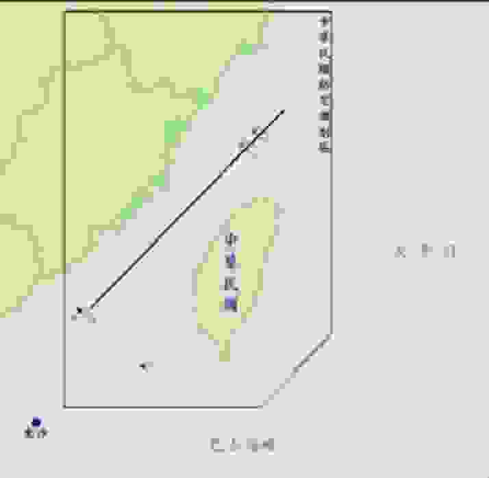 台灣防空識別區及海峽中線位置〈台灣交通部民航局網站〉