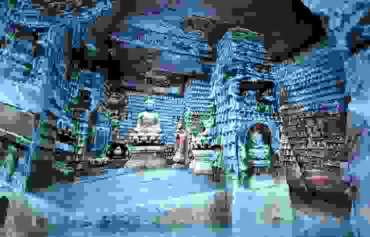 圖4 石泓寺石窟 摘錄於「陝西出土古代壁畫展」沉浸式數字空間 影片片段/攝影©XIAN-YI 2023