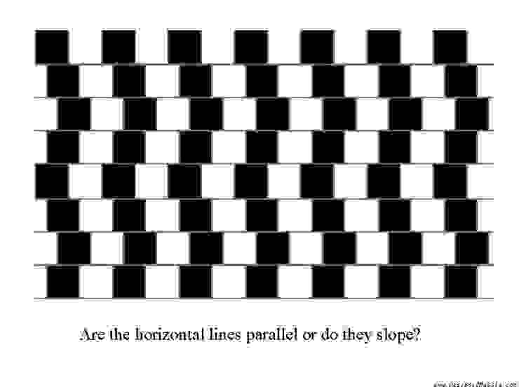 明明是平行的線，在不同的視覺干擾下，看起來就不像是平行線。