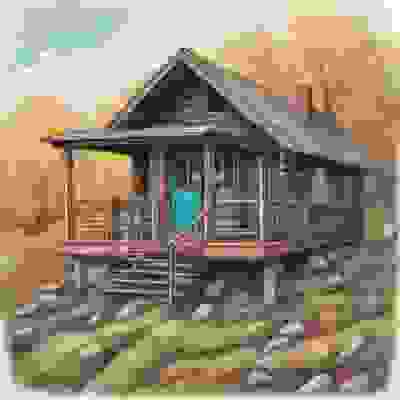 魔法指令：a cabin, Color pencil drawing,