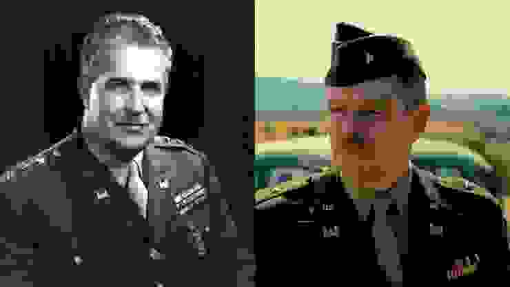 （左）萊斯利格羅夫斯，此時為中將時的照片；（右）在《奧本海默》中飾演格羅夫斯的麥特戴蒙