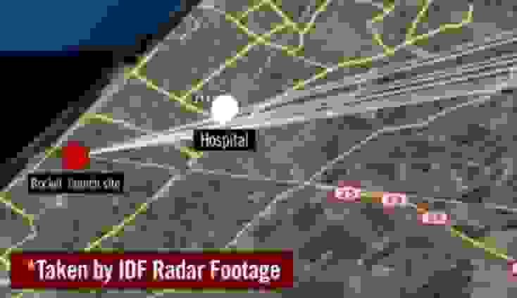 IDF探測到的火箭發射點及方向的雷達視頻截圖