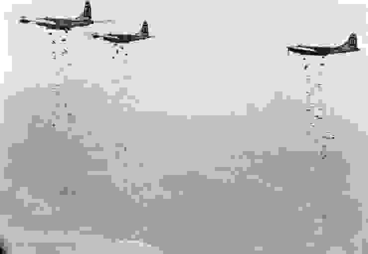 援助韓國的聯合國軍隊美國空軍B-29進行地毯式轟炸〈轉自聯合國司令部〉