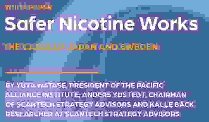 Tholos基金會與日本的太平洋聯盟 (Pacific Alliance Institute) 和瑞典顧問公司Scantech Strategy Advisors於共同發布一份書面政策《安全尼古丁可有效防治菸害》(Safer Nicotine Works)。圖：擷取自Tholos基金會。