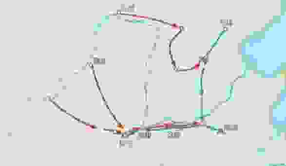 安史之亂路線圖 (綠色是安史叛軍, 紅色是支援的唐軍)