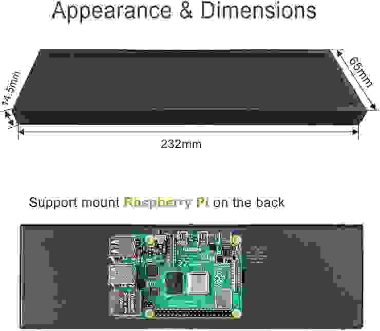 Amazon.com: LESOWN 8.8 吋超寬螢幕伸縮長條液晶顯示螢幕1920x480 小型寬螢幕顯示器,適用於RPi AIDAS CPU  監控: 電子