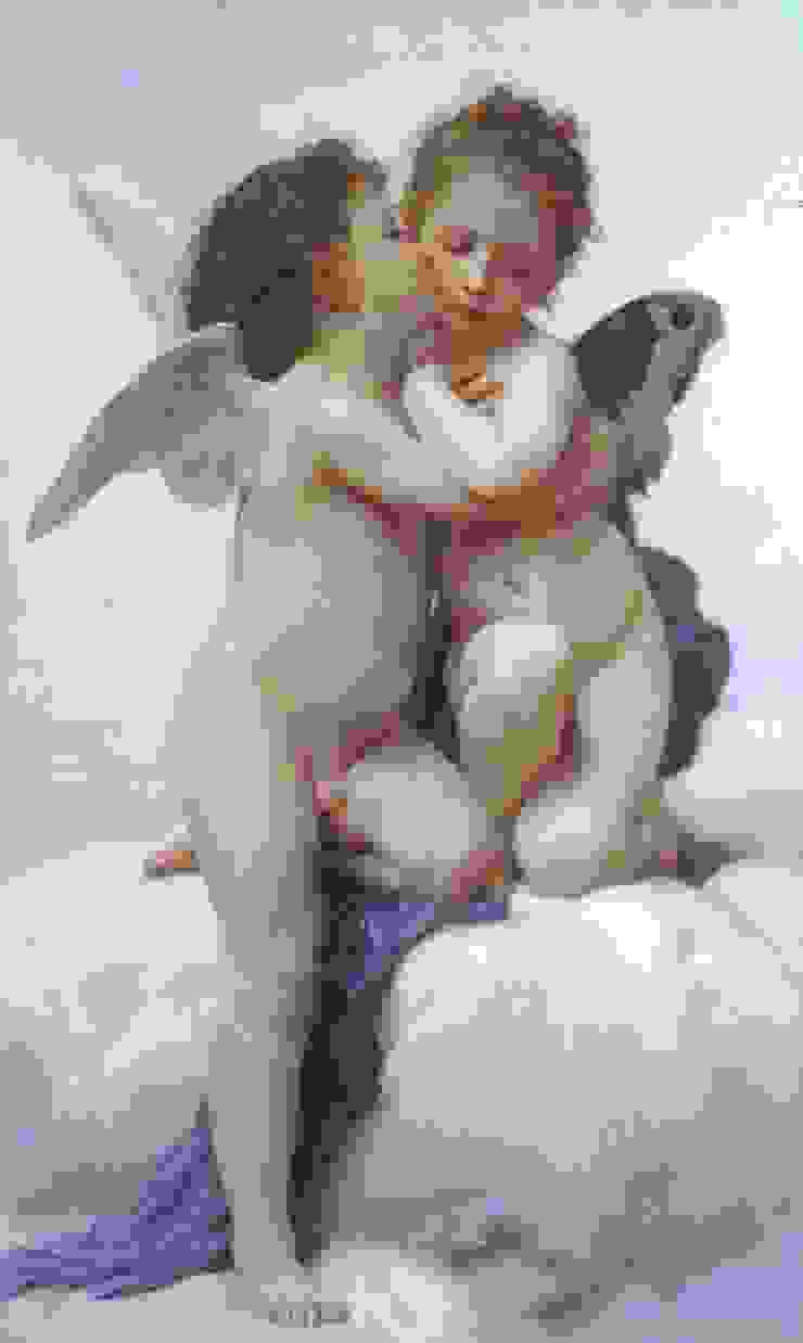 《兒時的邱比特和賽姬》由法國畫家威廉．阿道夫．布羅格於1890創作，現在為私人收藏。圖片來源：維基百科。（好喜歡這幅油畫)