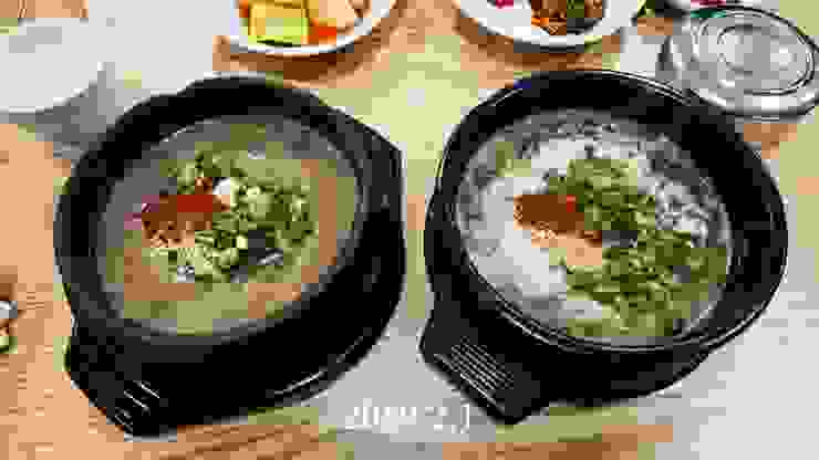 蕨菜豬肉湯（左）、馬尾藻湯（右）