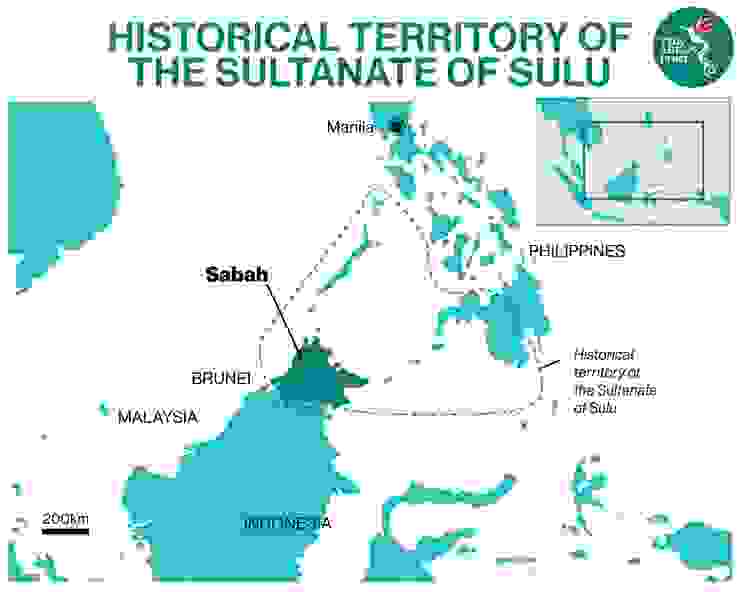 18世紀的蘇祿蘇丹國（The Sultanate of Sulu）勢力版圖，其中包含北婆（沙巴），轉載自The ASEAN Post