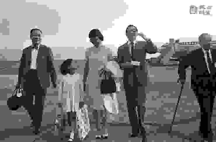 1968年7月3日，貝聿銘夫婦偕女兒，由日本飛抵臺北。聯合報龍啟文攝
