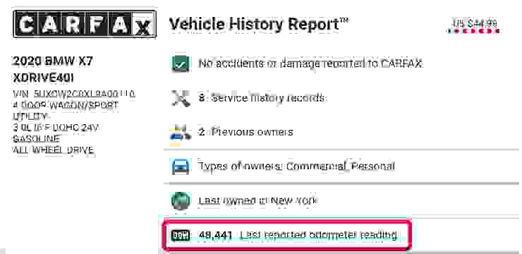 BMW X7 CARFAX報告