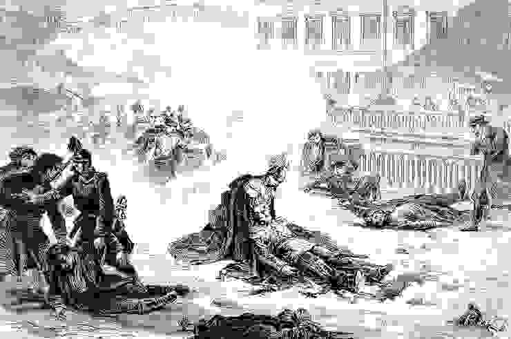 亞歷山大二世遇刺。圖片來源：維基百科