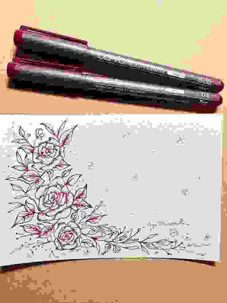 圖5 紅色花卉，紅色代針筆