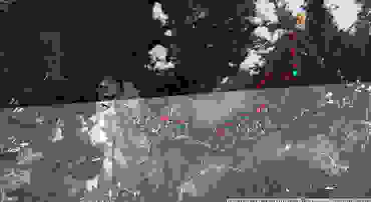 場長藉由農林航空所航照輔助所描繪的茂興線路線圖，不過即便如此，圖中的紅線仍只畫出了路線表定長度的一半(約10.7km)，橘色和綠色圖釘分別是今日太平山和茂興站的位置（航照判讀涉及主觀判斷，僅供參考。底圖：Corona衛星影像(1966)；來源：中研院臺灣百年歷史地圖）