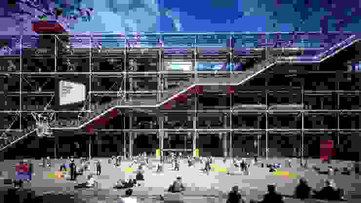 high-tech architecture(Centre Pompidou, 1977, Richard Rogers & Renzo Piano)。圖片來源：https://www.archiposition.com/items/7298869d5a