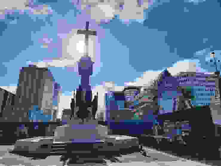 廣場旁的雕像&修復中的大教堂