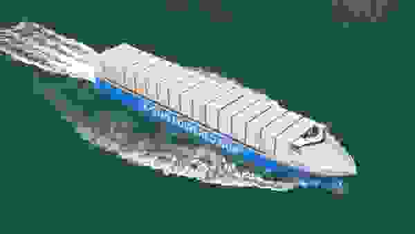 A rendering of KRISO’s future SMR-powered container ship