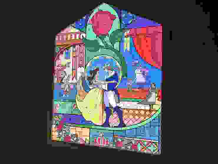 1991年《美女與野獸》，貝兒與野獸在城堡大廳共舞的畫面，是迪士尼首度以全數位科技製作的片段(圖為窗花)