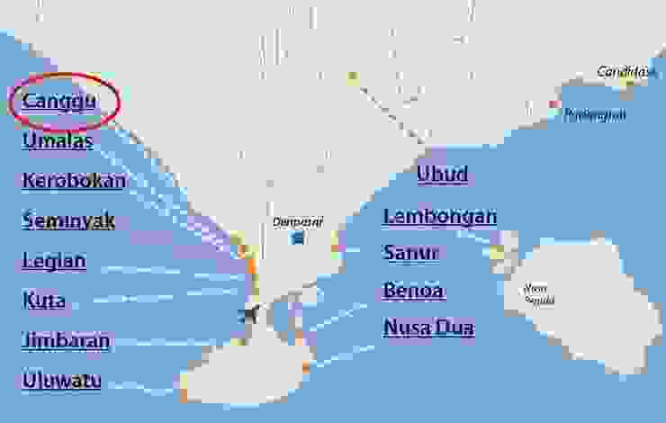 峇里島南部主要分區圖