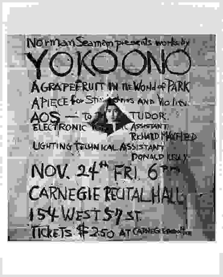 George Maciunas. Poster for Works by Yoko Ono, Carnegie Recital Hall, New York, 1961.