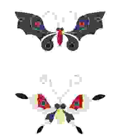 不同型態的蝴蝶紋（圖／原點出版《故宮紋樣配色事典》）