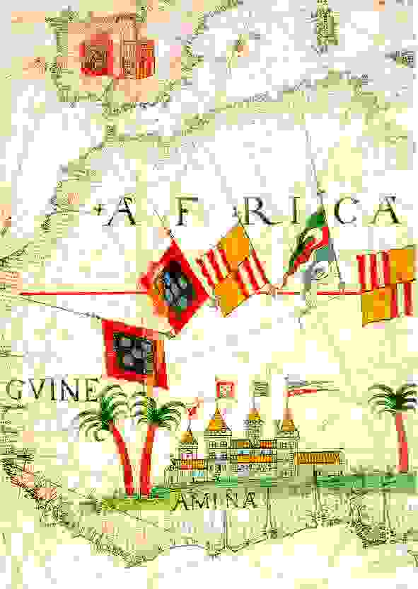 大航海時代葡萄牙的西非海岸地圖：包含幾內亞 (Guiné) 與米納 (Mina)