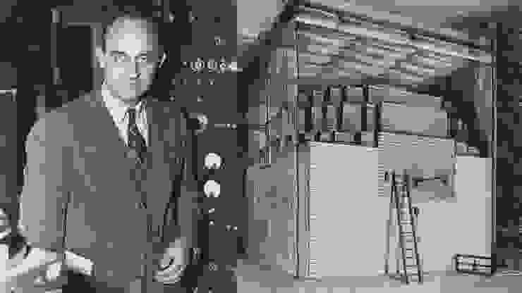 （左）恩里科費米；（右）由費米研究團隊成功研發出世界上第一座核子反應爐「芝加哥一號堆」