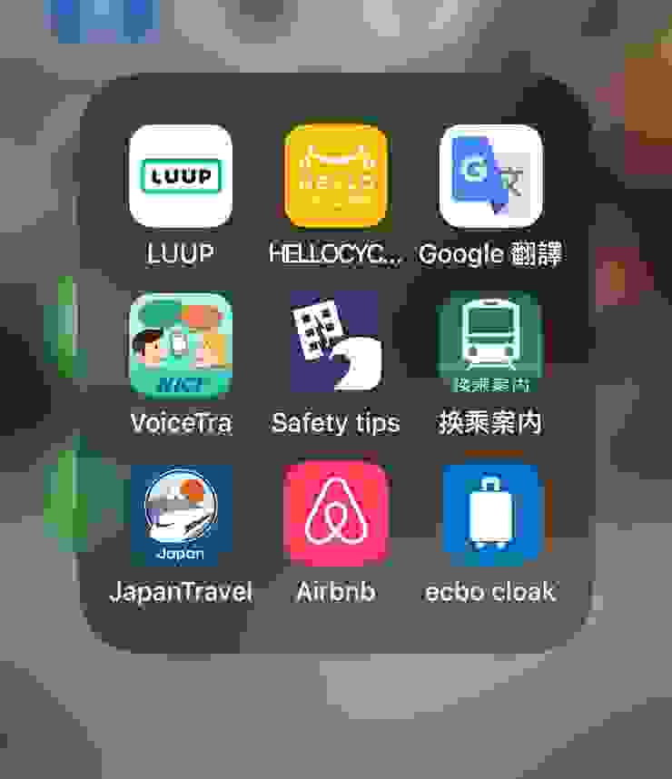 這是一部分在日本獨旅時使用的app軟體
