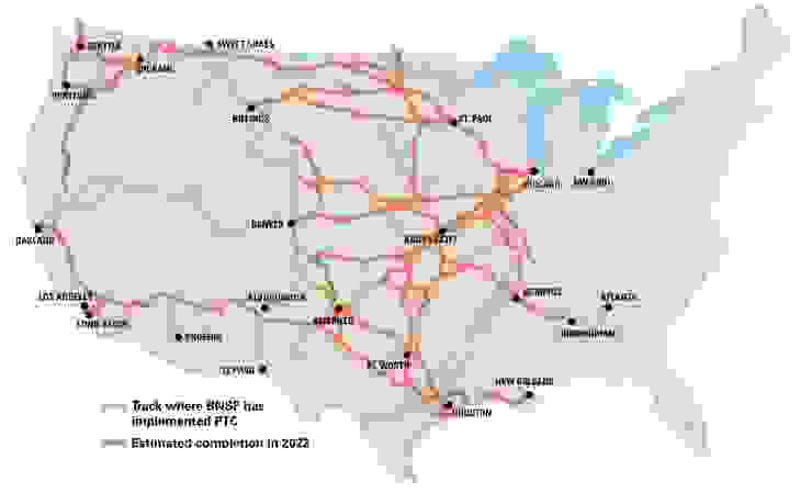 圖3. BNSF柏靈頓北方聖塔菲鐵路公司分布在美國全國的鐵路