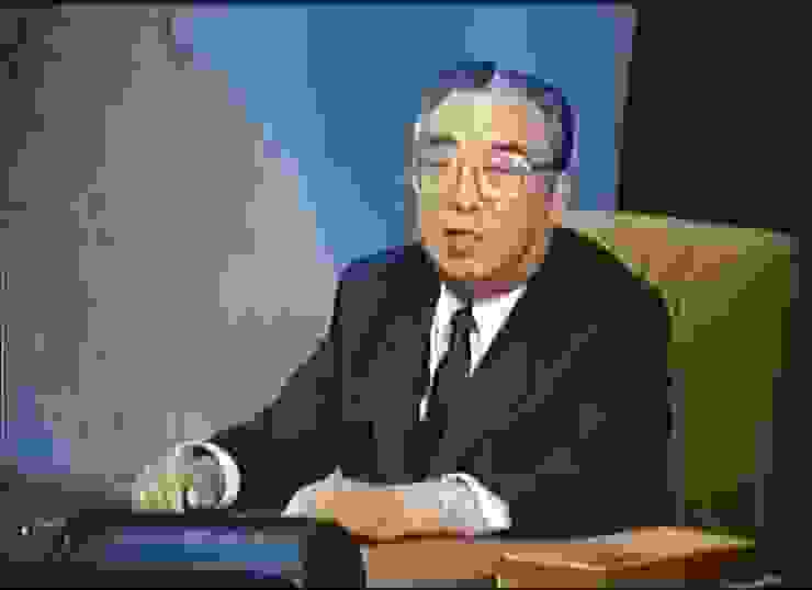 1994.07.06 去世前兩日，最後談話影像，說話雖有些含糊不清但精神狀態很好〈朝鮮中央電視回顧〉