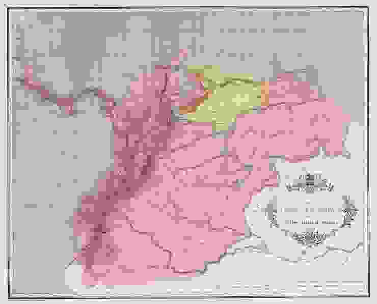 十八世紀中期的新格瑞那達總督區 (紅) 及日後將成立的委內瑞拉都督府 (黃)