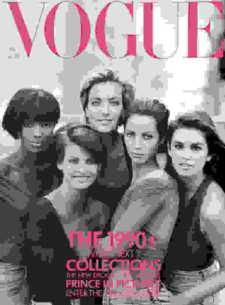 就是這張名攝影師彼得林德柏 Peter Lindberg，拍攝的1990年一月號「Vogue」雜誌封面，讓喬治麥可找她們來拍「Freedom`90」的MV，也正式宣告「超級名模Supermodel」時代的到來。
