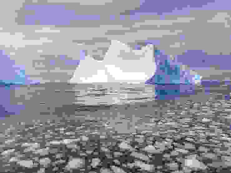 冰山與漂浮的海冰。南極圈。