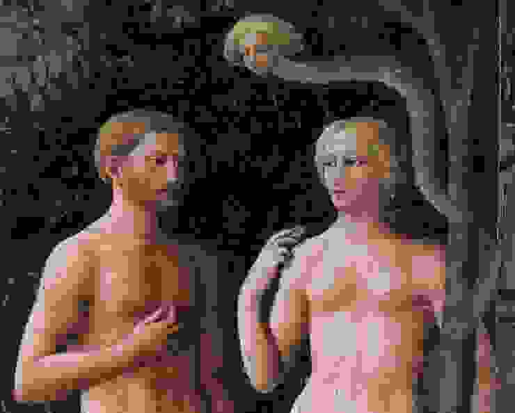 圖十二：Masolino 筆下的亞當與夏娃，一副天真模樣，不知大難將至