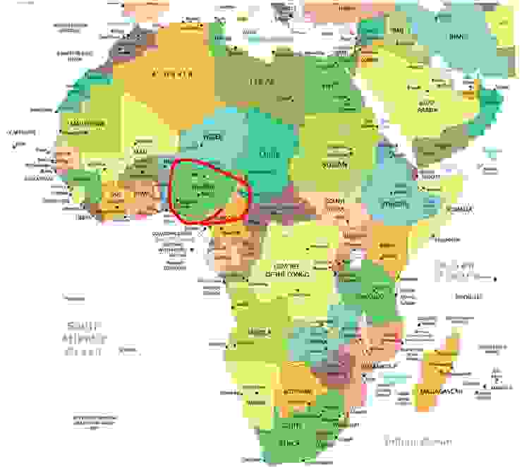 奈及利亞位置圖(紅色圈)