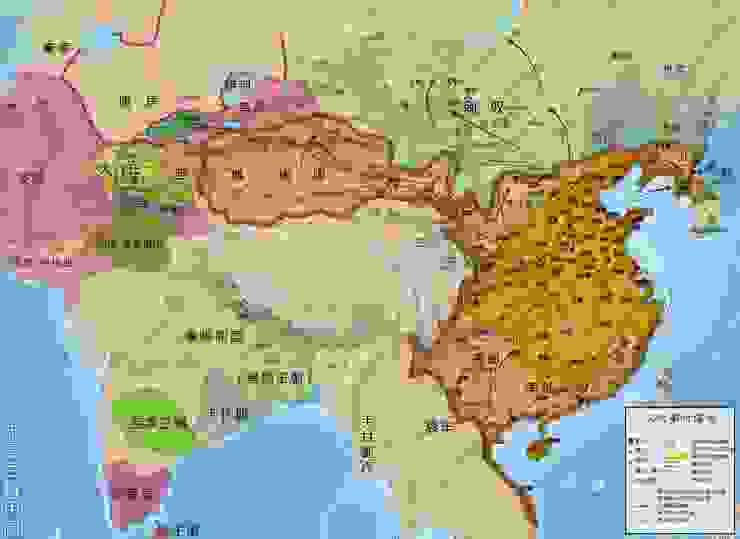 匈奴與鄰邦的領域 | An imagined map of Asia during the reign of the Wu Emperor of China's Han dynasty, in the first few centuries BC | Wikimedia
