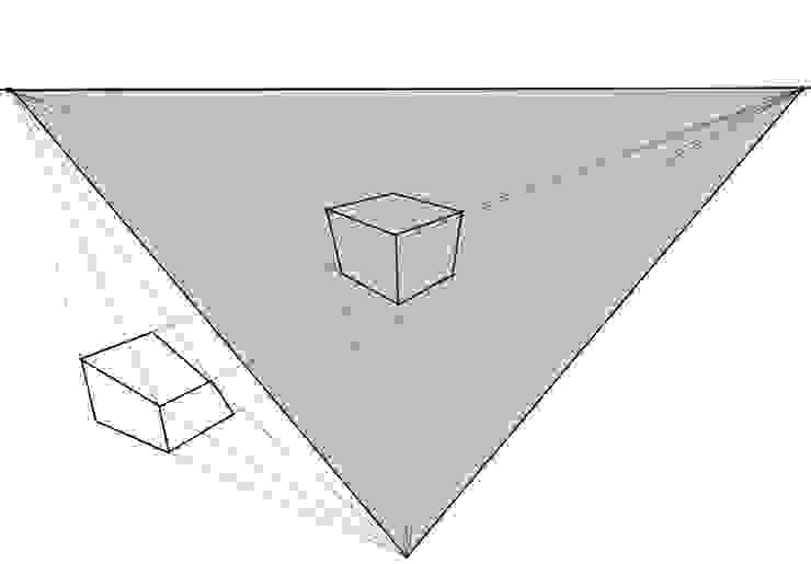 通常會用三點透視法來畫一個立方體的所有線條，簡單來講，在立方體上的所有線條都可以消失在這三條看不見的點上，可以在畫立方體時發現自己角度怪怪的時候先檢查一下。