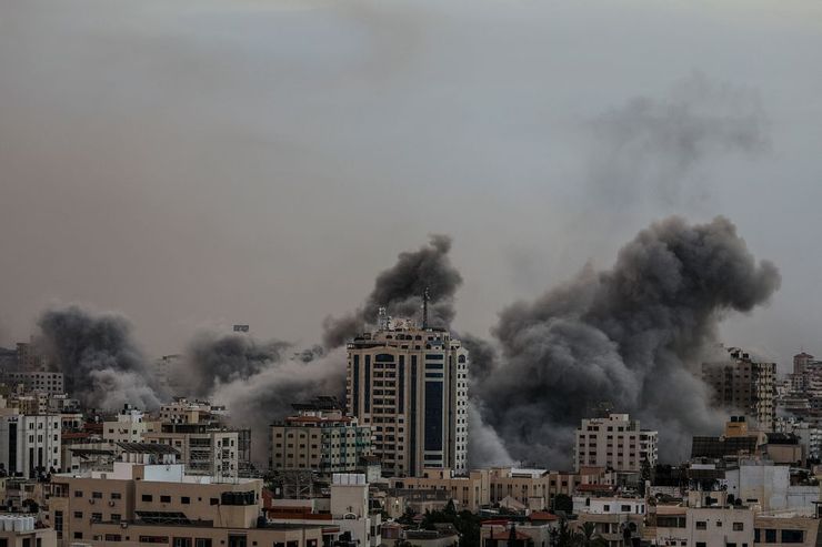 週一以色列空襲後的加薩城。