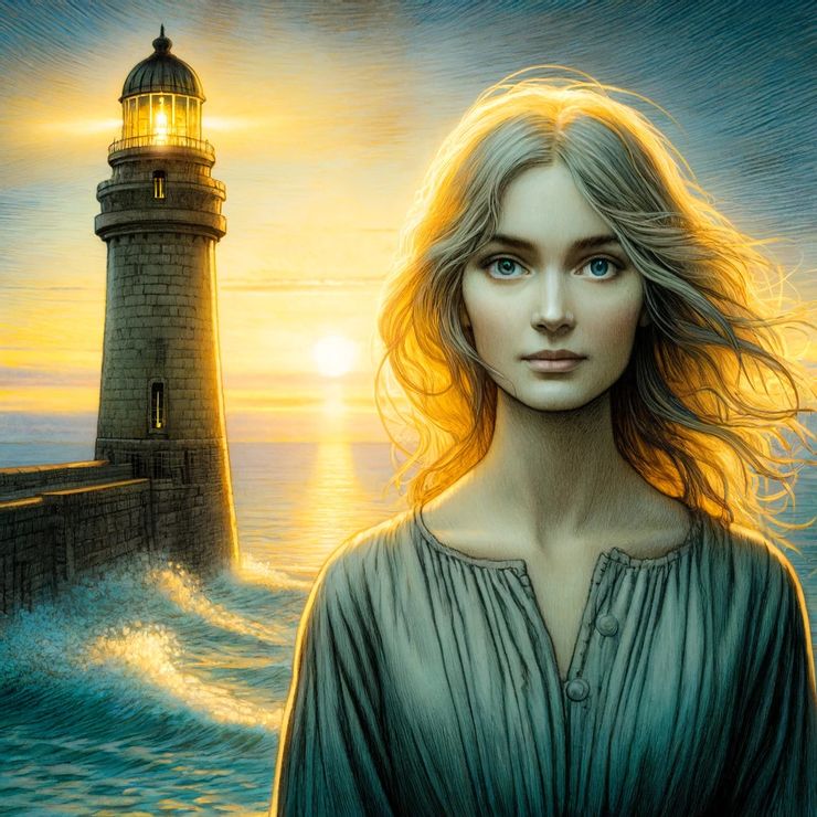 Each day, Jane climbed the spiral staircase to the very top of the lighthouse,