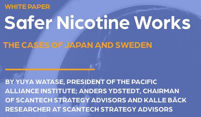 Tholos基金會與日本的太平洋聯盟 (Pacific Alliance Institute) 和瑞典顧問公司Scantech Strategy Advisors於共同發布一份書面政策《安全尼古丁可有效防治菸害》(Safer Nicotine Works)。圖：擷取自Tholos基金會。