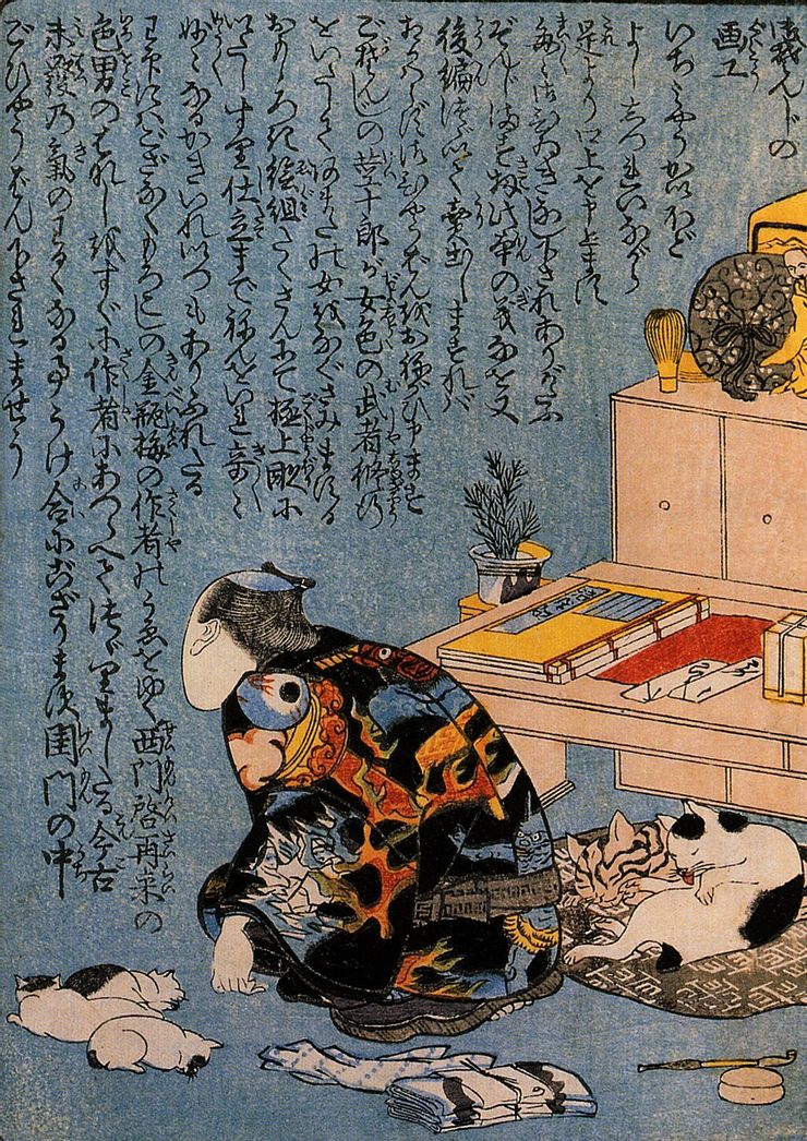 歌川國芳1839年創作的自畫像，圖片取自Wikipedia