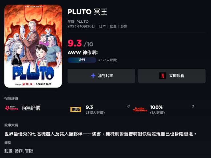 PLUTO 冥王 | 評價 9.3/10  | awwrated