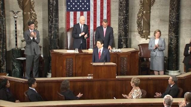 2015年4月30日安倍晉三於美國國會演講(照片來源:安倍晉三臉書)