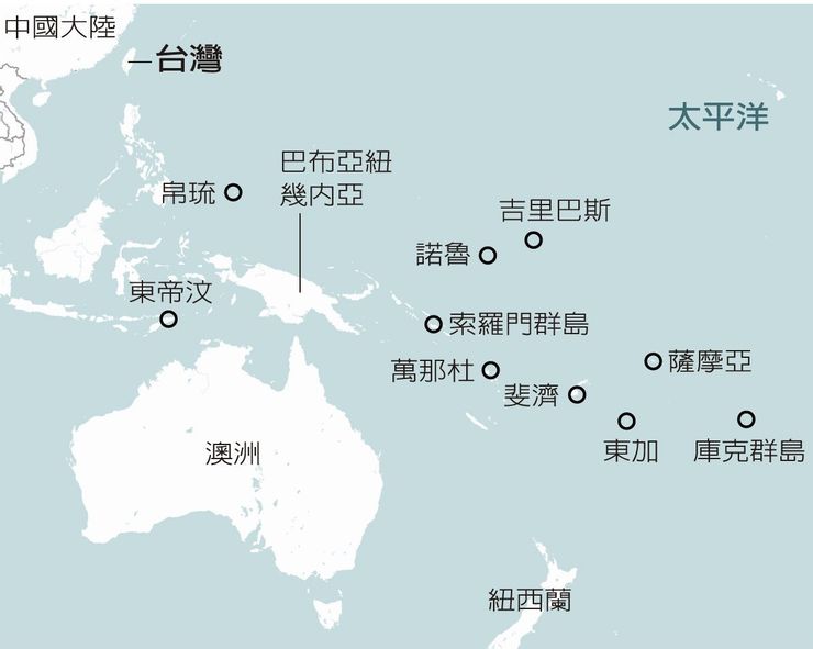 南太平洋島國分布圖 〈路透製圖中心〉